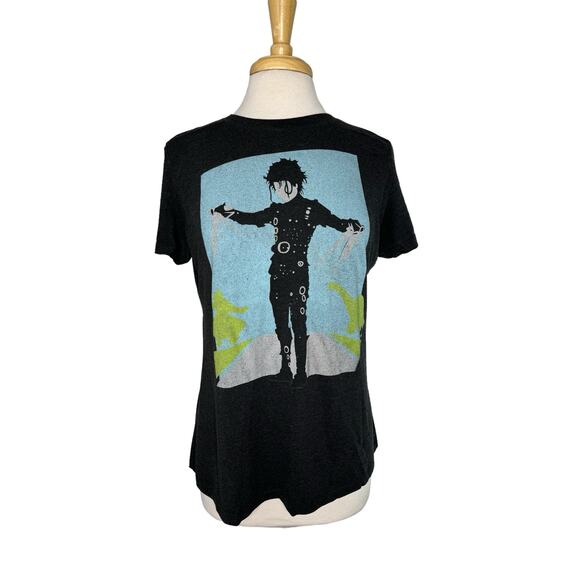 Edward Scissorhands Heather Gray Shadow Outline Graphic Tee Size 2X Womens Retro - Picture 1 of 8